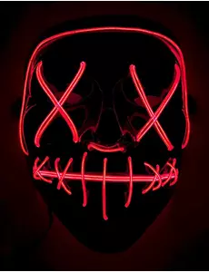 Rød, lysende LED-maske for voksne