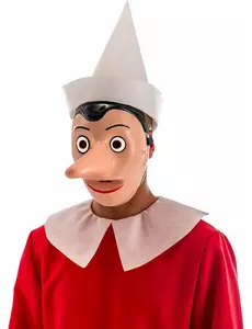 Pinocchio-plastmaske med avtakbar nese for voksne