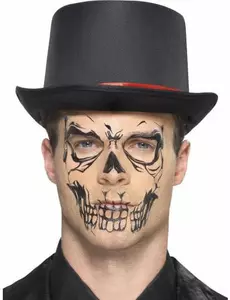 Svart skjelettoverføringstatovering til voksne på Halloween