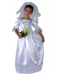 Girl's bride costume with veil, Size: 10-12 years (130-140 cm)