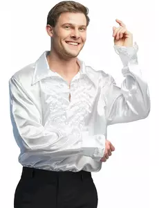 Men's white disco shirt, Size: Medium (50/52)