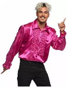 Rosa diskoskjorte for menn, Størrelse: Large (52/54)