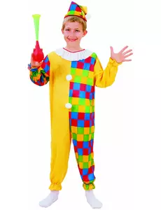 Boys' Checkered Clown Costume, Size: 7-9 years (120-130 cm)