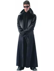 Men's long black coat costume, Size: X-Large
