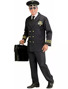 Flykapteinkostyme for menn, Størrelse: Large