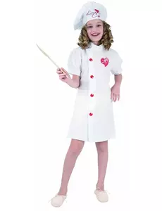 Chef costume for girls, Size: 10-12 years (130-140 cm)