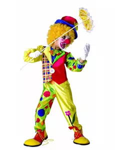 Multicolored clown costume for boys, Size: 10-12 years (130-140 cm)