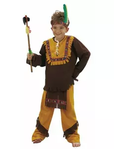 Brown and ochre Indian costume for boys, Size: 10-12 years (130-140 cm)