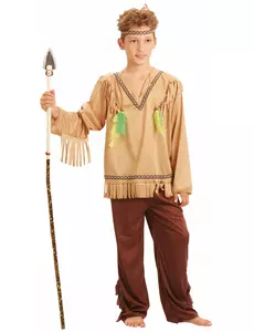 Indian costume with fringes and V-neck for boys, Size: 7-9 years (120-130 cm)