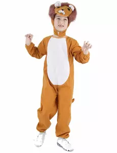 Brown and white lion costume for children, Size: 7-9 years (120-130 cm)