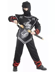 Sølv drage ninja-kostyme til gutter, Størrelse: 7–9 år (120–130 cm)