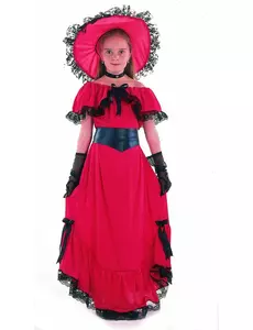 Scarlett Red-kostyme til jenter, Størrelse: 7–9 år (120–130 cm)