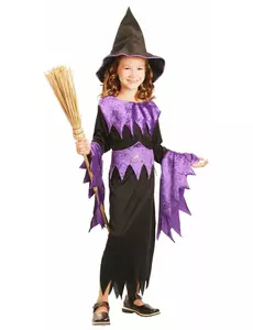 Lilla heksekostyme til Halloween for jenter, Størrelse: 7–9 år (120–130 cm)