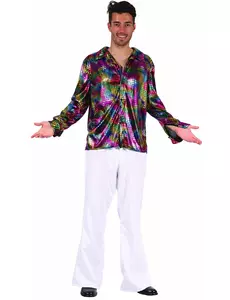 Men's multi-colored disco shirt, Size: L