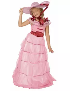 Rosa sørstatsdame-kostyme til jenter, Størrelse: 5–7 år (128 cm)