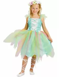 Vanngrønt fe-kostyme til jenter, Størrelse: 7–9 år (120–130 cm)