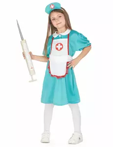 Green nurse costume for girls, Size: 7-9 years (120-130 cm)