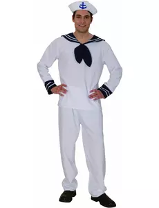 Men's white sailor costume, Size: Large