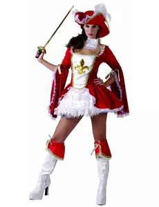 Sexy red musketeer costume for women, Size: Medium/Large
