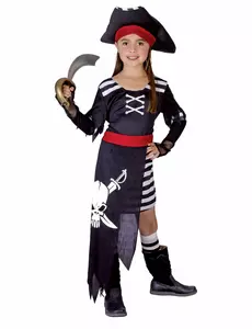 Piratkapteinkostyme for jenter, Størrelse: 7–9 år (120–130 cm)