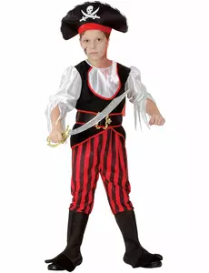 Boys' satin effect pirate costume, Size: 4-6 years (110-120 cm)