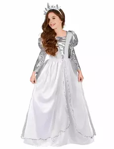 Princess costume with veil for girls, Size: 7-9 years (120-130 cm)