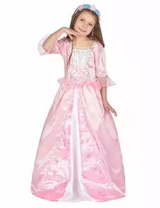 Princess costume with a flower crown for girls, Size: 7-9 years (120-130 cm)
