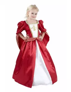 Middelalderprinsessekostyme med satengeffekt for jenter, Størrelse: 10–12 år (130–140 cm)