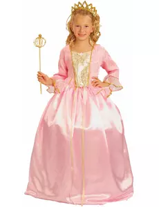 Princess costume with tiara for girls, Size: 7-9 years (120-130 cm)