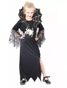 Halloween-kostyme til jenter med gyllent edderkoppheks, Størrelse: 10–12 år (130–140 cm)