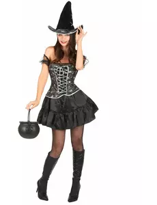 Sexy witch costume with bodice for women Halloween, Size: Small