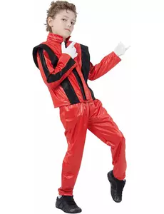 Rødt popstjernekostyme til gutter, Størrelse: 10–12 år (130–140 cm)