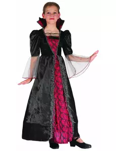 Red and black vampire costume for girls, Size: 7-9 years (120-130 cm)