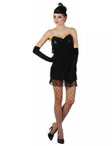 Sexy svart Charleston-kostyme til kvinner, Størrelse: Medium/Large