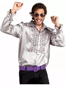 Men's silver disco shirt, Size: Large (52/54)