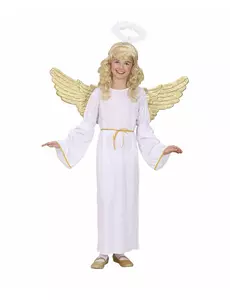 Gyllen engelkostyme til barn, Størrelse: 8–10 år (140 cm)