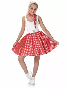 Women's red polka dot 50s costume, Size: Small