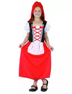 Langt Rødhette-kostyme til jenter, Størrelse: 7–9 år (120–130 cm)