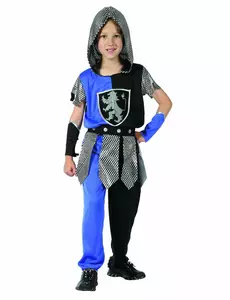 Blått og svart ridderkostyme til gutter, Størrelse: 7–9 år(120–130 cm)