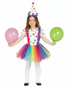 Girls' polka dot clown costume and tutu, Size: 5-6 years