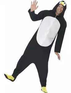 Pingvinkostyme for voksne med hette, Størrelse: Small