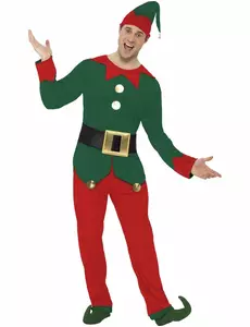 Two-tone elf costume for men for Christmas, Size: X-Large