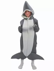 Children's full shark costume, Size: 7-9 years (120-130 cm)