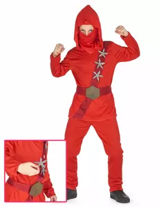 Red ninja star costume for boys, Size: 10-12 years(130-140 cm)