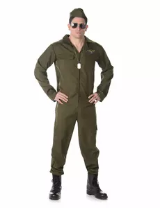 Men's complete fighter pilot costume, Size: Large