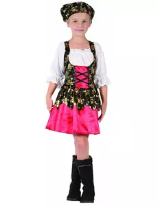 Piratkostyme med gullmønstre til jenter, Størrelse: 7–9 år (120–130 cm)