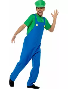 Grønt rørleggerkostyme for menn, Størrelse: Large