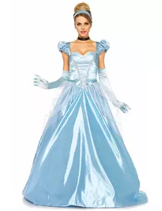 Women's blue satin princess dress costume, Size: Medium (40-42)