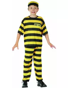 Yellow prisoner costume for boys, Size: 10-12 years (130-140 cm)