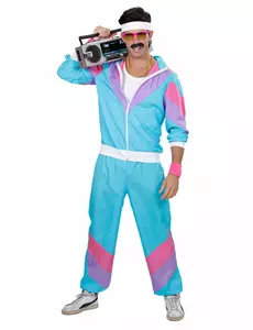Men's turquoise 80s jogging suit, Size: Medium